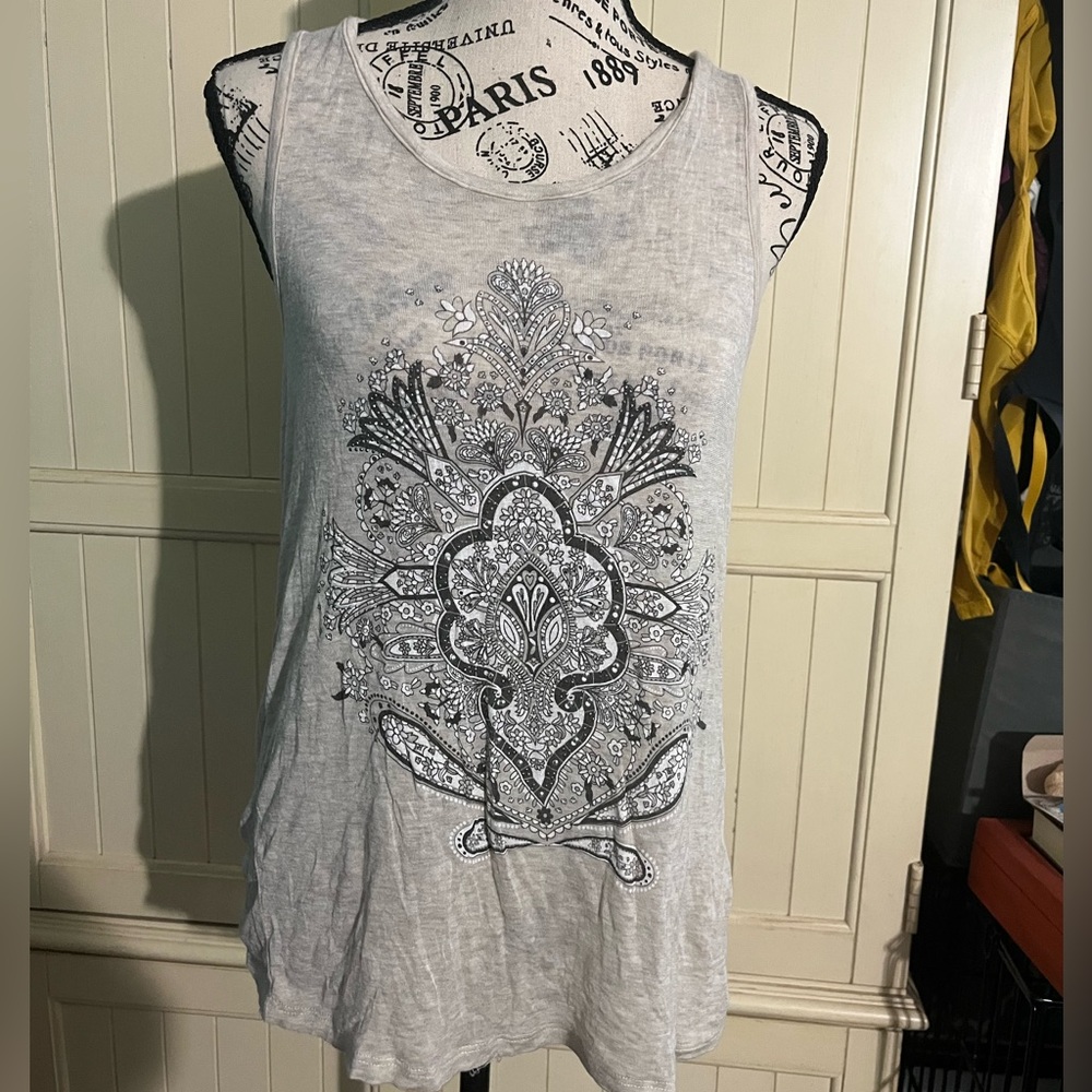 The Clas-sic Beaded Patterned Sheer Fish-Net Back Top